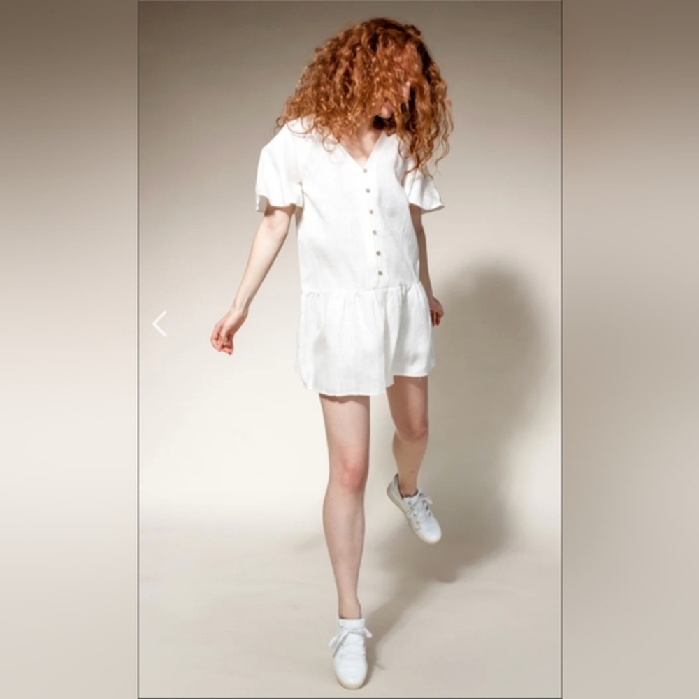 Belongsci Sheer Swim Dress coverup flutter sleeves & ruffles Oversized Small